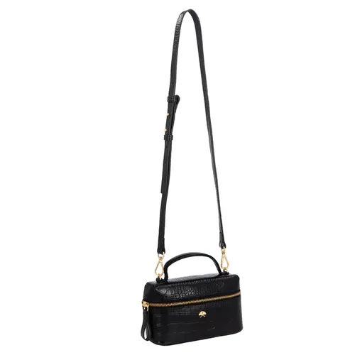 BOLSA PEQUENA VANITY CROCO LUIZA BARCELOS PRETO