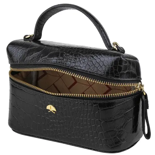 BOLSA PEQUENA VANITY CROCO LUIZA BARCELOS PRETO