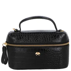 BOLSA PEQUENA VANITY CROCO LUIZA BARCELOS PRETO