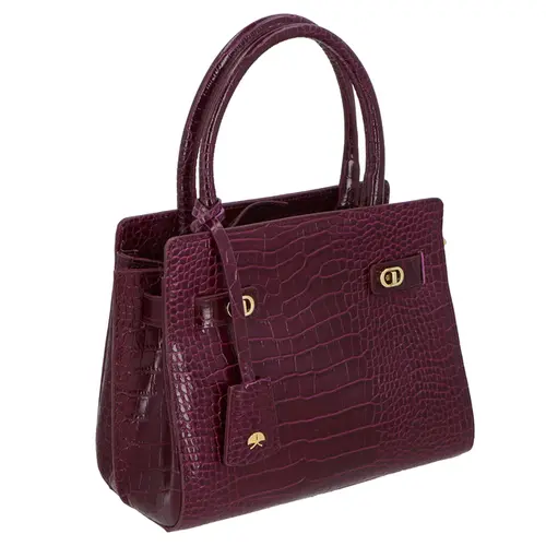 BOLSA MÉDIA CROCO LUIZA BARCELOS VINHO