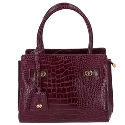 BOLSA MÉDIA CROCO LUIZA BARCELOS VINHO