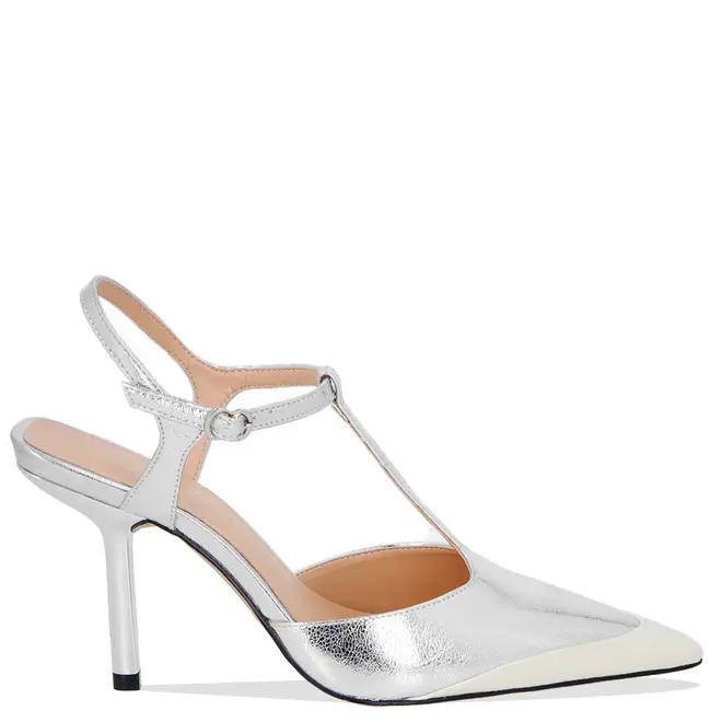 SCARPIN SALOMÉ SALTO ALTO LUIZA BARCELOS PRATA