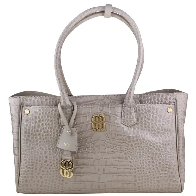 BOLSA GRANDE SHOPPING CROCO SCHUTZ CINZA