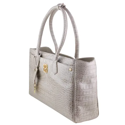 BOLSA GRANDE SHOPPING CROCO SCHUTZ CINZA