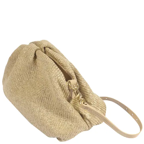 BOLSA PEQUENA POUCH AVRIL RÁFIA SCHUTZ BEGE
