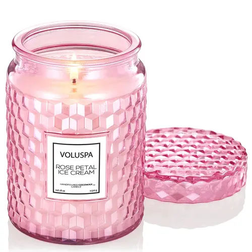 VELA AROMÁTICA VIDRO 100H ROSE PETAL ICE CREAM