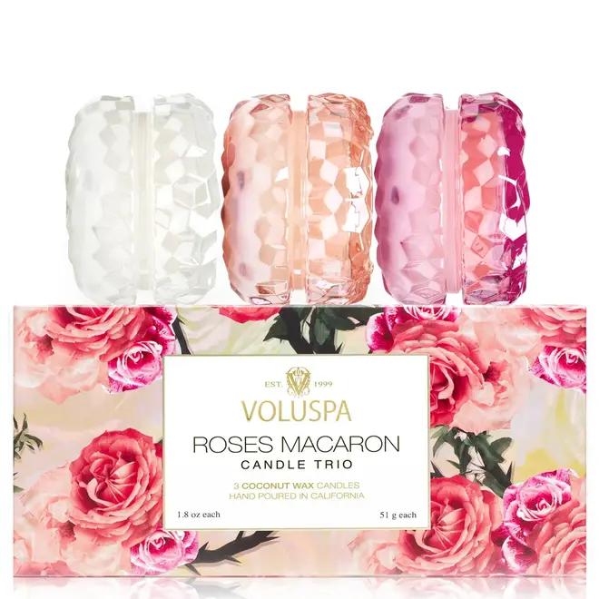 KIT  3 MINI VELAS AROMATICAS ROSES MACARON