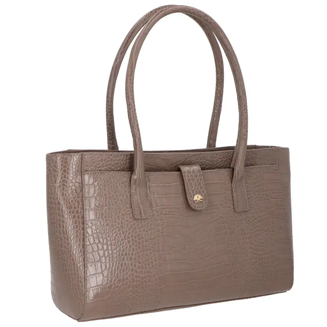 BOLSA GRANDE CROCO LUIZA BARCELOS CINZA