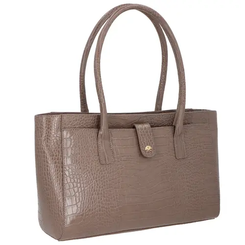 BOLSA GRANDE CROCO LUIZA BARCELOS CINZA