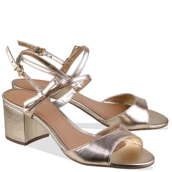SANDÁLIA SALTO MÉDIO AREZZO DOURADO