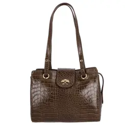 BOLSA MÉDIA CROCO LUIZA BARCELOS MARROM