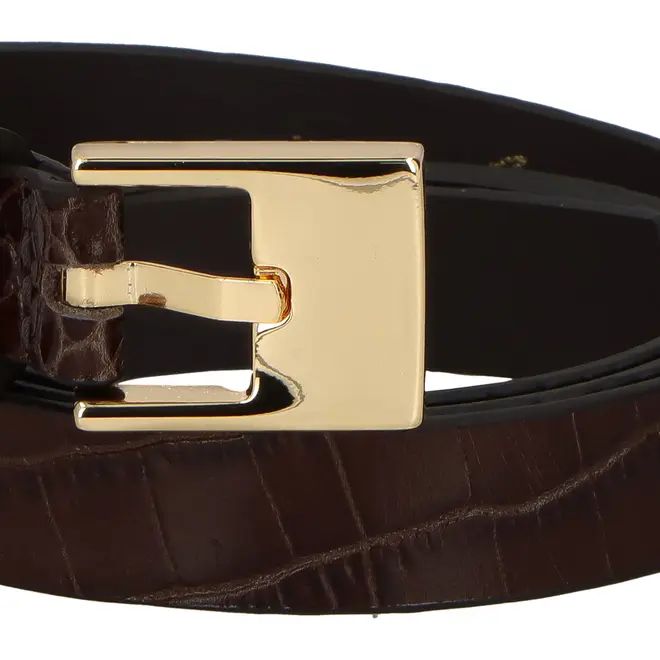 CINTO FINO CROCO LUIZA BARCELOS MARROM