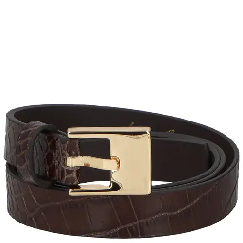 CINTO FINO CROCO LUIZA BARCELOS MARROM