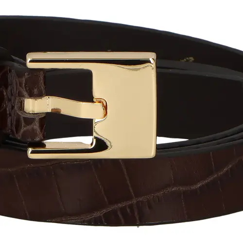 CINTO FINO CROCO LUIZA BARCELOS MARROM