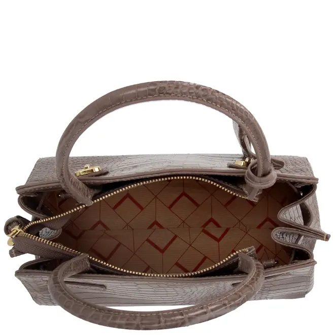 BOLSA MÉDIA CROCO LUIZA BARCELOS CINZA