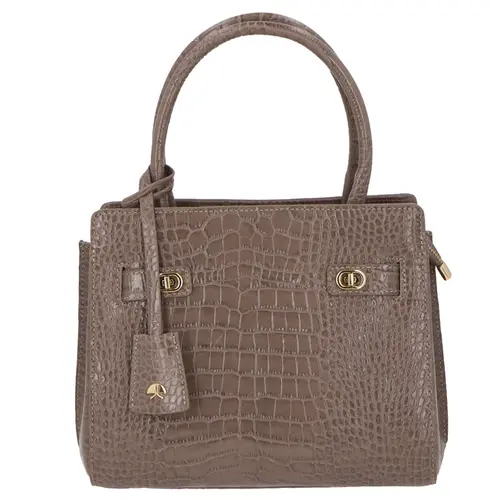BOLSA MÉDIA CROCO LUIZA BARCELOS CINZA
