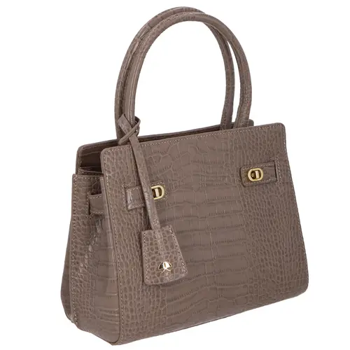 BOLSA MÉDIA CROCO LUIZA BARCELOS CINZA