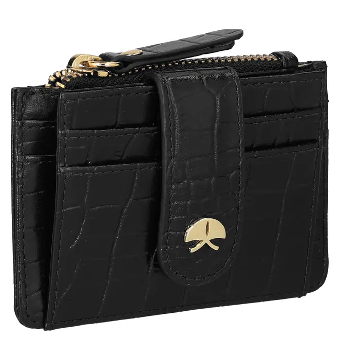 MINI PORTA-CORTÕES CROCO LUIZA BARCELOS PRETO