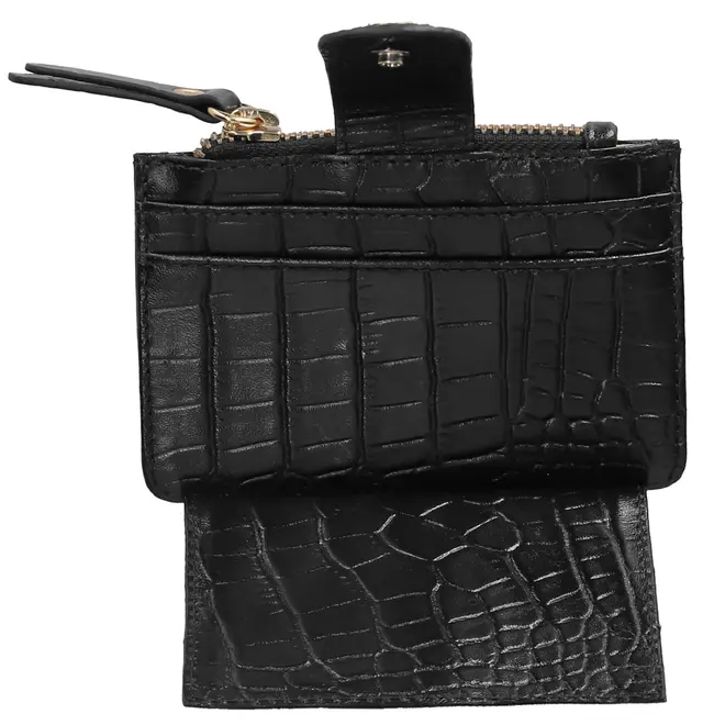 MINI PORTA-CORTÕES CROCO LUIZA BARCELOS PRETO