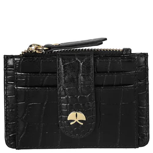MINI PORTA-CORTÕES CROCO LUIZA BARCELOS PRETO