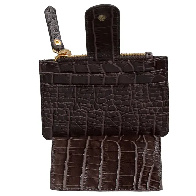 MINI PORTA-CARTÕES CROCO LUIZA BARCELOS CINZA
