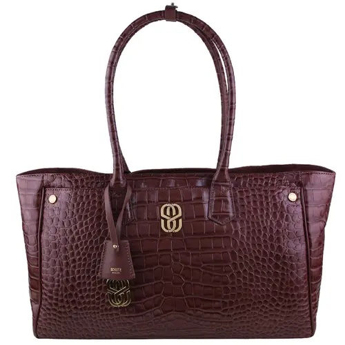 BOLSA GRANDE SHOPPING CROCO SCHUTZ MARROM