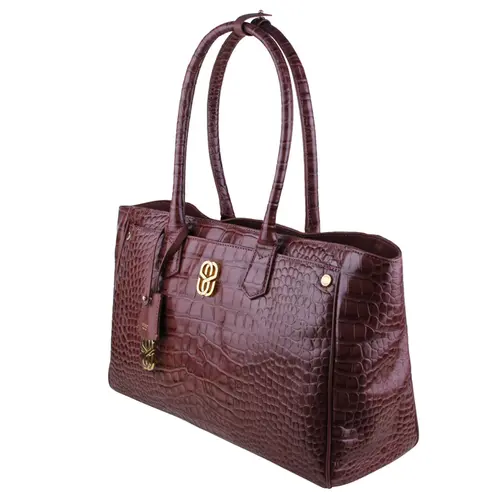 BOLSA GRANDE SHOPPING CROCO SCHUTZ MARROM
