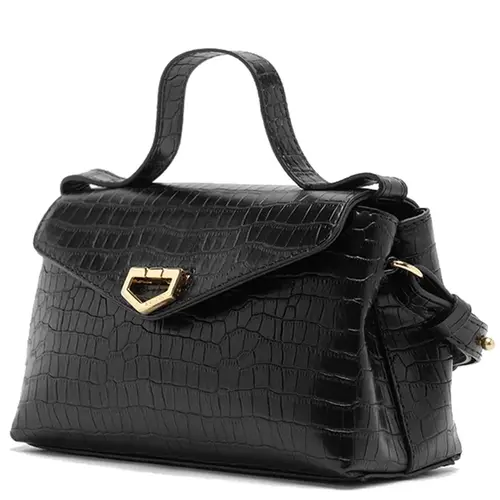 BOLSA PEQUENA CROCO AREZZO PRETO