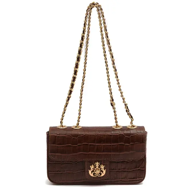 BOLSA PEQUENA ANNE CROCO ISLA MARROM