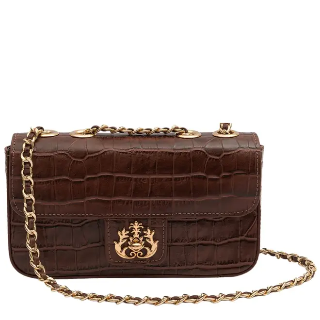 BOLSA PEQUENA ANNE CROCO ISLA MARROM