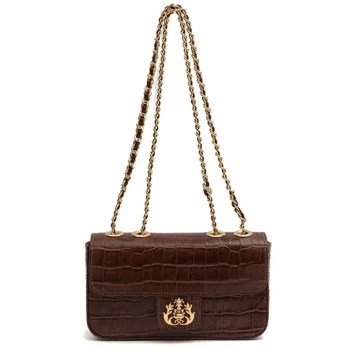 BOLSA PEQUENA ANNE CROCO ISLA MARROM