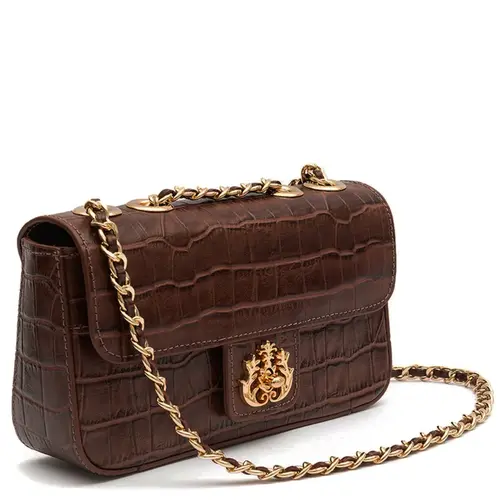BOLSA PEQUENA ANNE CROCO ISLA MARROM