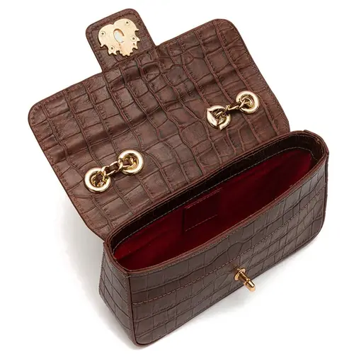 BOLSA PEQUENA ANNE CROCO ISLA MARROM