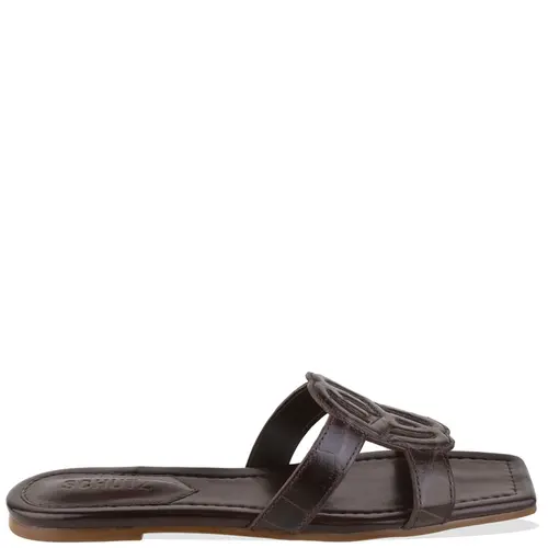 SANDÁLIA RASTEIRA CROCO SCHUTZ MARROM