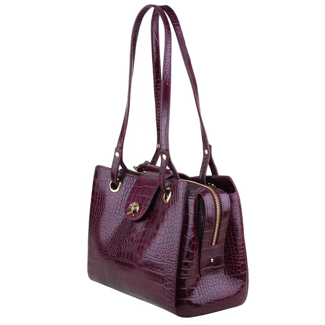 BOLSA MÉDIA CROCO LUIZA BARCELOS VINHO
