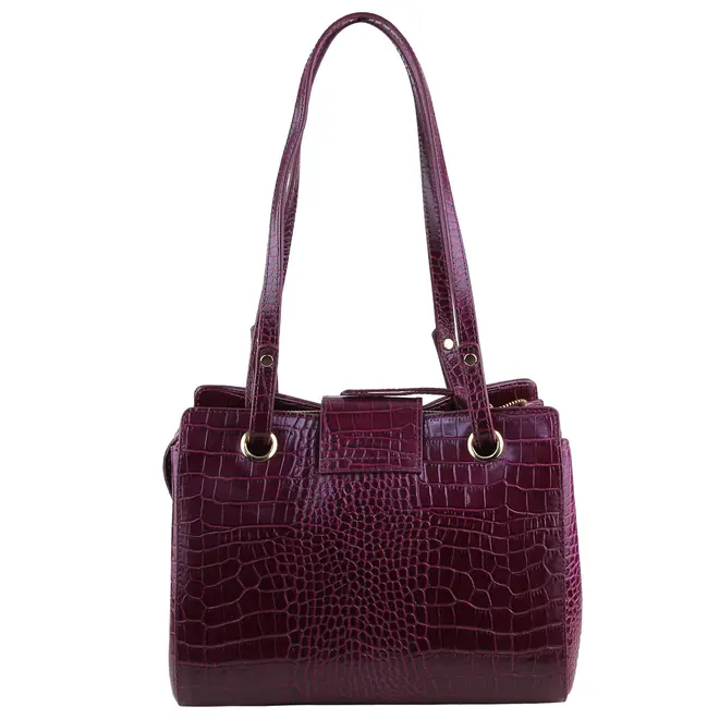 BOLSA MÉDIA CROCO LUIZA BARCELOS VINHO
