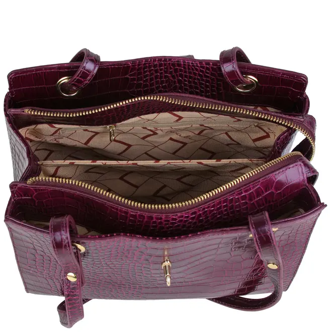 BOLSA MÉDIA CROCO LUIZA BARCELOS VINHO
