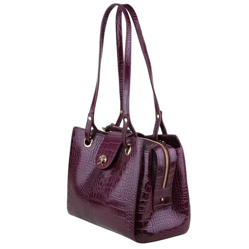 BOLSA MÉDIA CROCO LUIZA BARCELOS VINHO