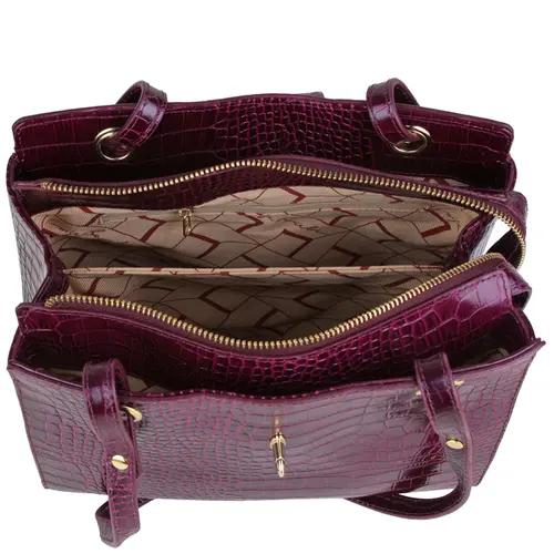 BOLSA MÉDIA CROCO LUIZA BARCELOS VINHO