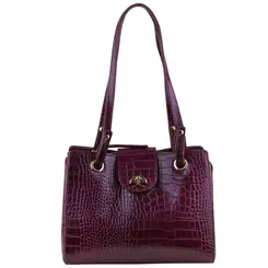 BOLSA MÉDIA CROCO LUIZA BARCELOS VINHO
