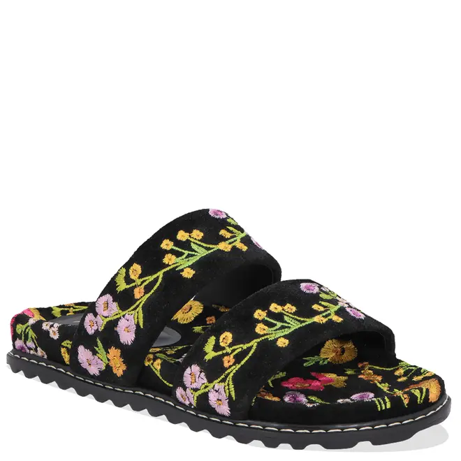 PAPETE BORDADO FLORAL LUIZA BARCELOS PRETO