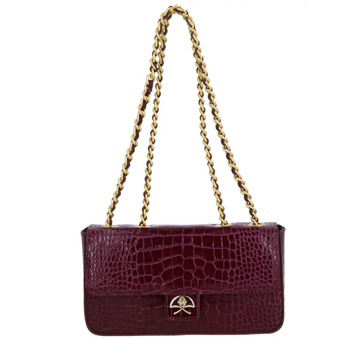 BOLSA PEQUENA CROCO LUIZA BARCELOS VINHO