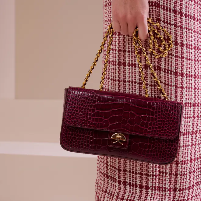 BOLSA PEQUENA CROCO LUIZA BARCELOS VINHO