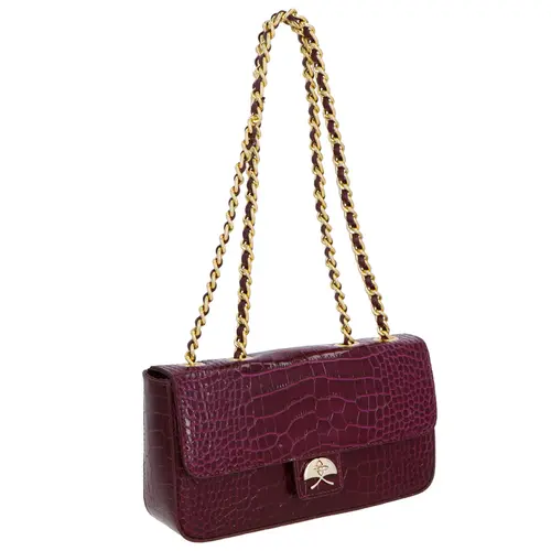 BOLSA PEQUENA CROCO LUIZA BARCELOS VINHO