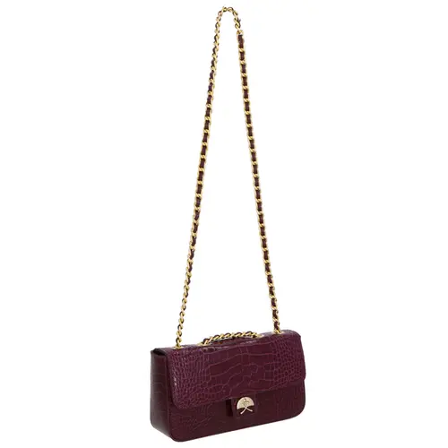 BOLSA PEQUENA CROCO LUIZA BARCELOS VINHO
