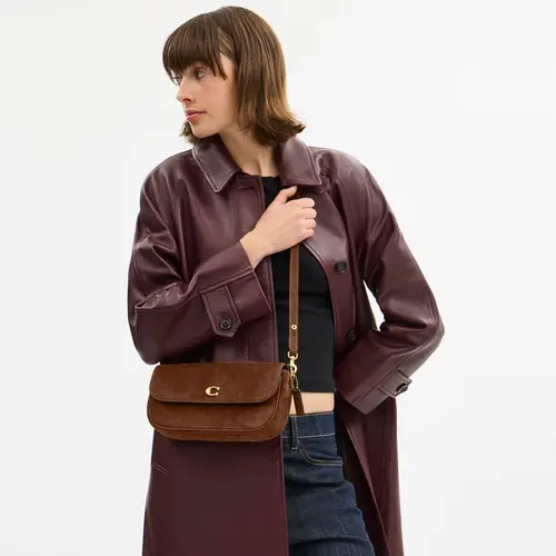 BOLSA COACH NEW YORK BROOK FLAP CHAIN MARROM