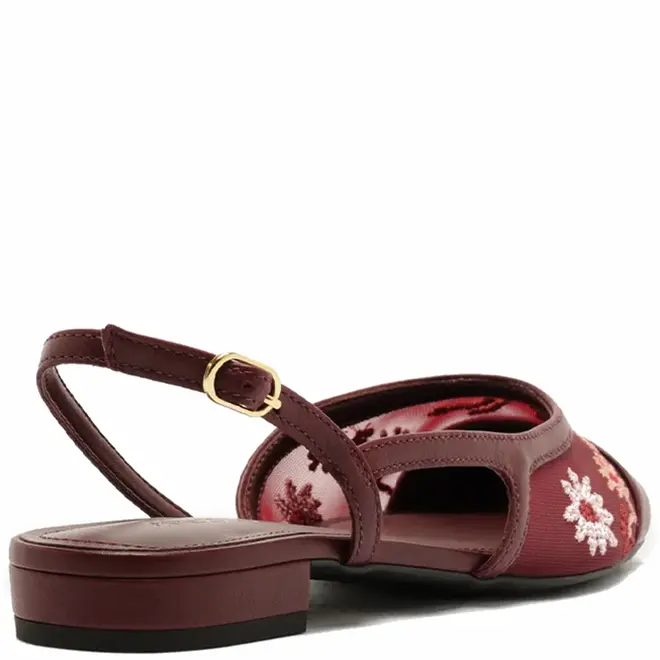 SANDÁLIA RASTEIRA SLINGBACK FLORES AREZZO VINHO