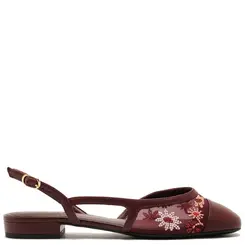 SANDÁLIA RASTEIRA SLINGBACK FLORES AREZZO VINHO