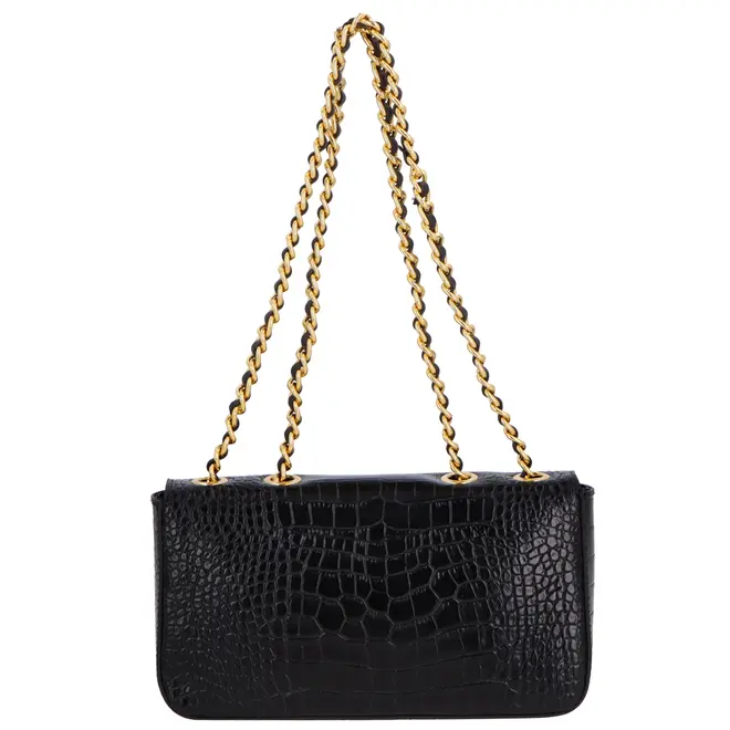 BOLSA PEQUENA CROCO LUIZA BARCELOS PRETO