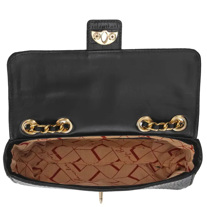 BOLSA PEQUENA CROCO LUIZA BARCELOS PRETO